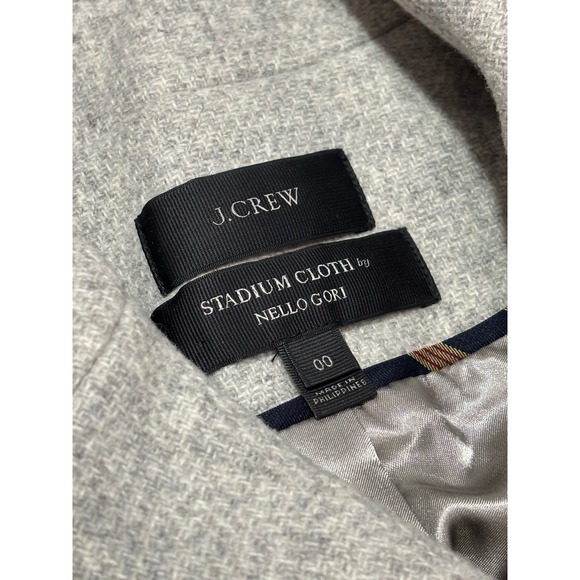 J Crew Stadium Cloth Peacoat Double Breasted Gold Buttons Grey Women 00 - Picture 10 of 12